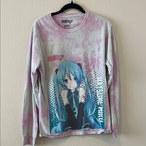 Hatsune Miku Long Sleeve Shirt - Pink and White
